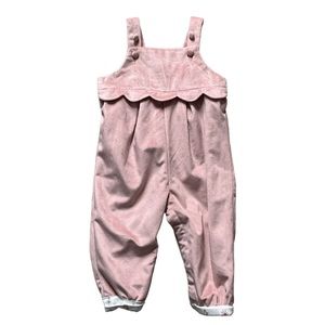 Girls 6-9M Pink Velvet Overalls Onesie